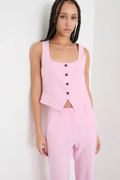Gilet aderente con scollo squadrato - Rosa