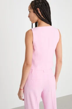 Gilet aderente con scollo squadrato - Rosa