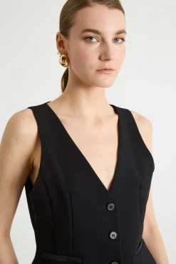 Gilet aderente con tasche - Nero