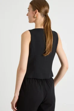 Gilet aderente con tasche - Nero
