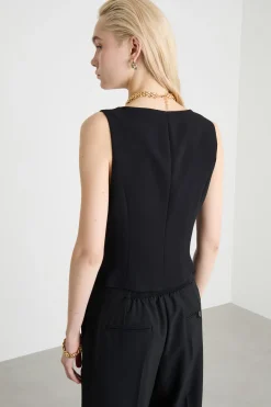 Gilet aderente con tasche - Nero