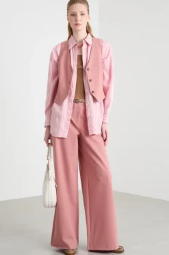 Gilet aderente in gabardina - Rosa