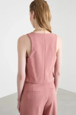 Gilet aderente in gabardina - Rosa