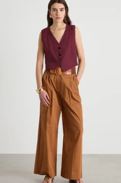 Gilet aderente in tela - Bordeaux
