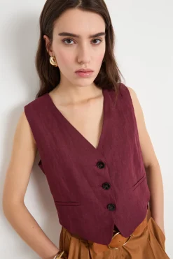 Gilet aderente in tela - Bordeaux