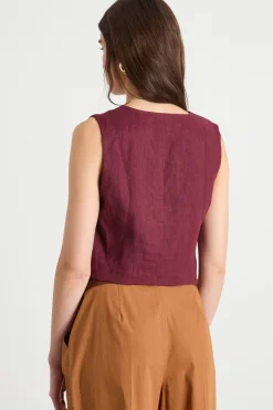 Gilet aderente in tela - Bordeaux