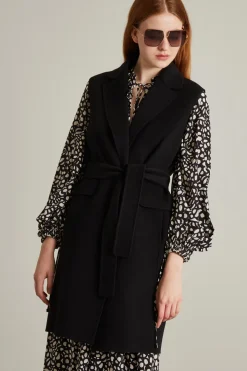 Gilet a vestaglia in lana - Nero