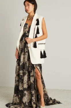 Gilet con borchie e nappe - Bianco