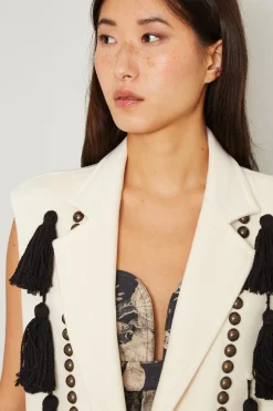 Gilet con borchie e nappe - Bianco