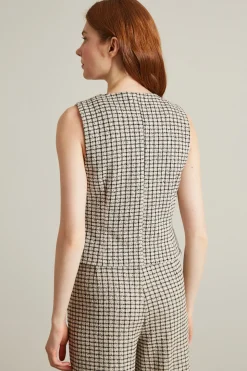 Gilet con bottoni - Ecru Nero