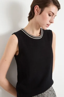Gilet con scollo a contrasto - Nero