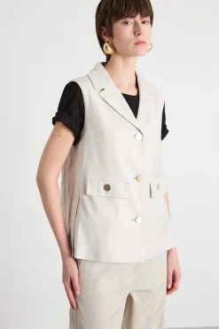 Gilet con tasche e spacchi - Avorio