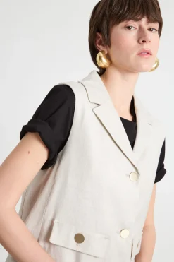 Gilet con tasche e spacchi - Avorio