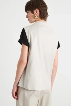 Gilet con tasche e spacchi - Avorio