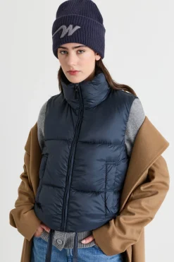 Gilet crop imbottito e trapuntato - Blu