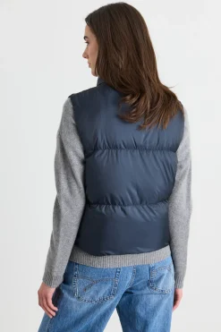 Gilet crop imbottito e trapuntato - Blu