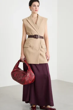 Gilet doppiopetto aderente - Beige