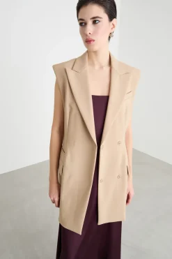 Gilet doppiopetto aderente - Beige
