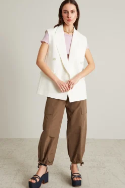 Gilet doppiopetto in lino - Latte