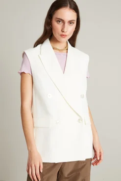 Gilet doppiopetto in lino - Latte