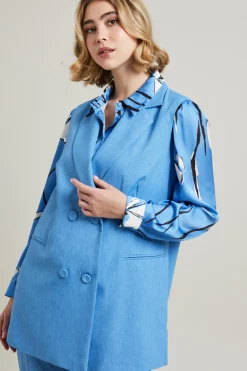 Gilet effetto stuoia - Azzurro