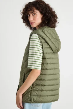 Gilet imbottito con cappuccio - Verde