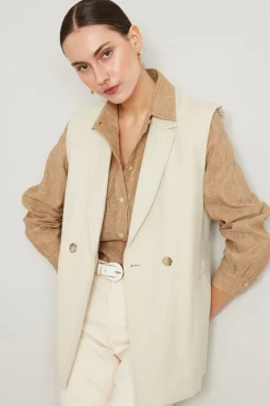 Gilet in cotone armaturato - Ecru