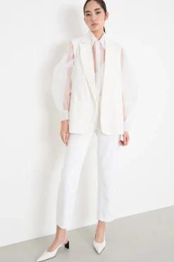 Gilet in jeans con strass - Bianco
