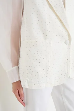 Gilet in jeans con strass - Bianco