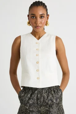 Gilet in jersey jacquard - Bianco