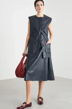 Gilet in jersey spalmato - Blu