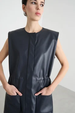 Gilet in jersey spalmato - Blu