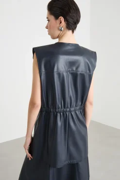 Gilet in jersey spalmato - Blu