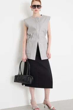 Gilet in jersey spalmato - Grigio