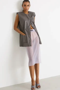 Gilet in jersey spalmato - Marrone