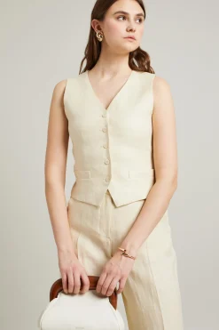 Gilet in lino - Beige Chiaro