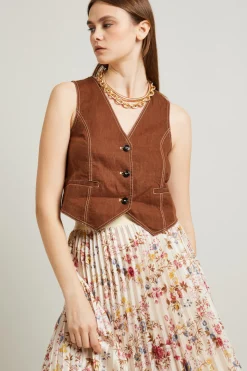 Gilet in lino - Marrone