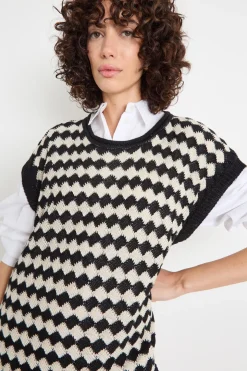 Gilet in maglia - Nero Bianco