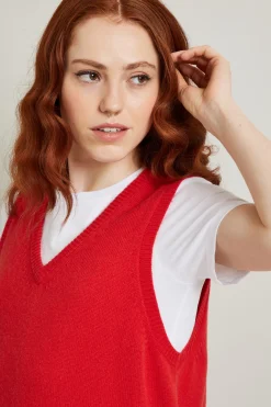Gilet in misto cashmere - Rosso