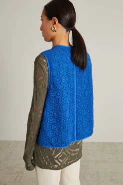 Gilet in pizzo macramè - Blu
