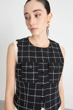Gilet in stuoia stretch - Nero