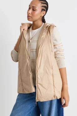 Gilet in tela cangiante antigoccia - Cammello