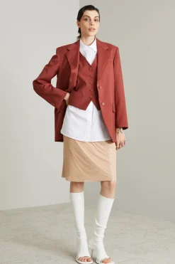 Gilet in tela di lana - Mattone