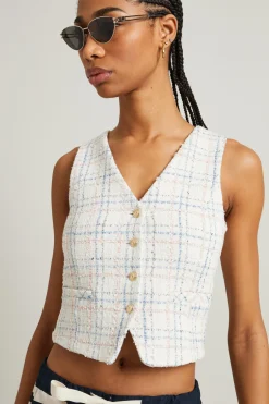 Gilet in tweed lamé - Ghiaccio Azzurro Rosa
