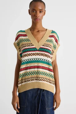 Gilet jacquard - Cammello