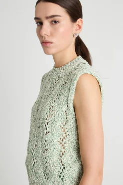 Gilet lavorato a trecce - Verde