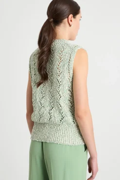 Gilet lavorato a trecce - Verde