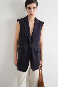 Gilet lungo destrutturato - Blu
