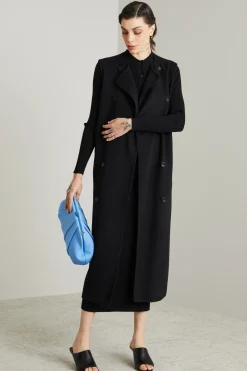 Gilet lungo in doppio panno - Nero