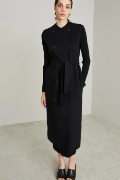 Gilet lungo in doppio panno - Nero
